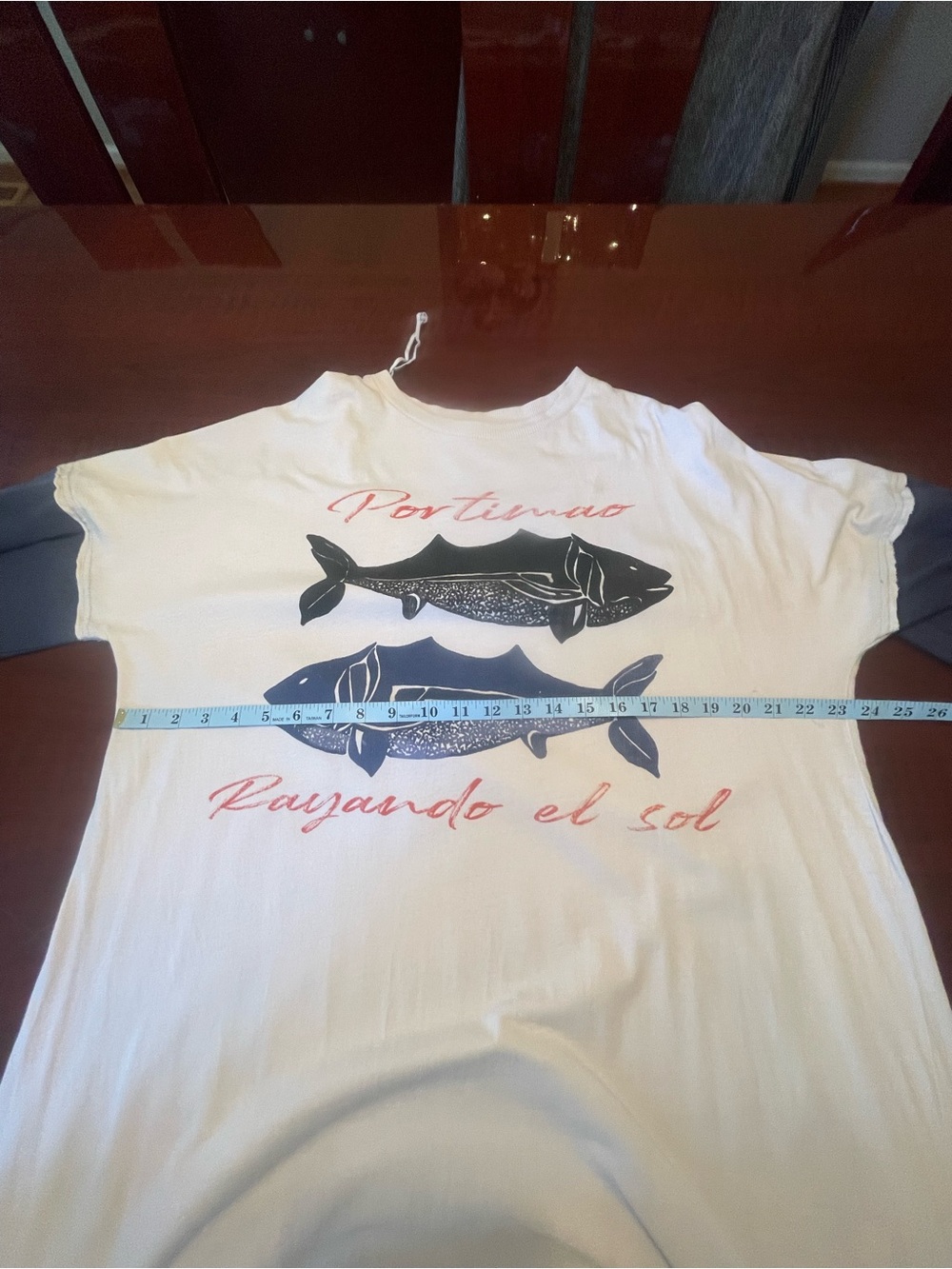 Free People Toro Fish Graphic Tee Midi Dress White Navy Coastal Boho Beach Sz L - Picture 11 of 15